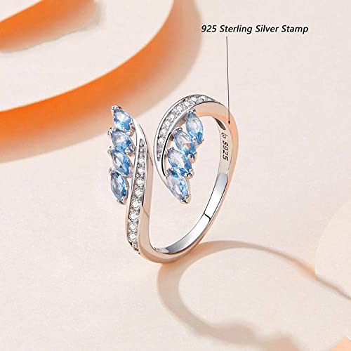 Bague ajustable femme argent S925 bleu willow shape chic
