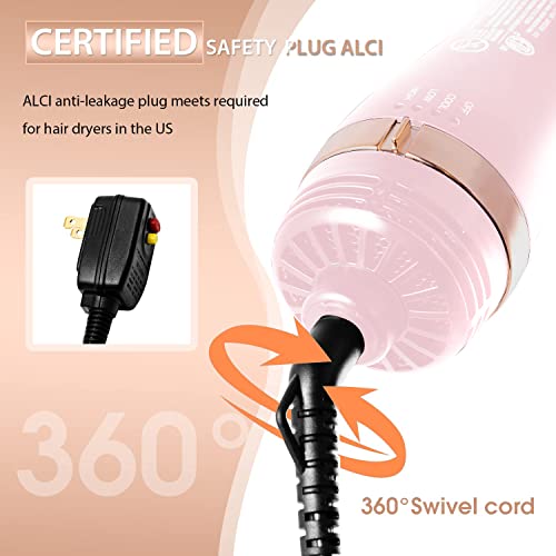 Nicebay Hair Dryer Brush, 4 In 1 Hot Air Brush, One-Step Blow Dryer Brush With Ceramic Coating, 3 Temperature Settings, Detachable Design #TOP6