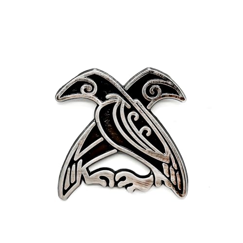 Odin Ravens Crow Runes - Culture Series - Enamel Lapel Pin - Plated Badge for Clothing, Bags, and Lanyards