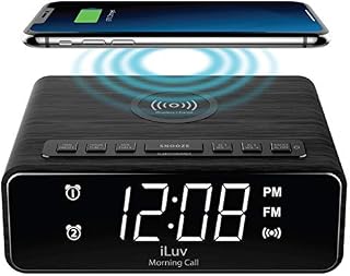 iLuv Morning Call 4Q Qi-Certified Wireless Charging Alarm Clock with LED White Display