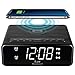iLuv Morning Call 4Q Wireless Charging Alarm Clock with Qi-Certified LED White Display, Dual Alarm, FM Radio, Sleep Timer, 3-Level Dimmer, Wood Design; Compatible with iPhone, Samsung Galaxy & AirPod