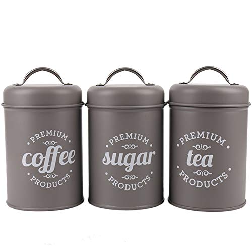 WillowswayW 3PcsSet Tea Coffee Storage Canister Sugar Food Storage Box Kitchen Spice Jar with Lid