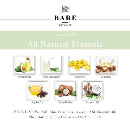 Bare Botanics Natural Body Scrub (Unscented) – Gentle Exfoliator & Super Moisturizer | Includes A Wooden Spoon | All Natural, Non-Greasy, No Synthetic Fragrances, No Nut Oils | Net Weight 24Oz #TOP3