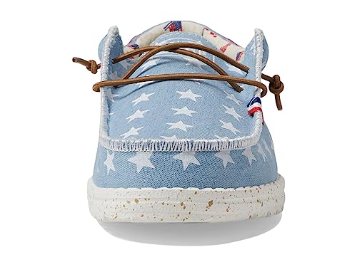 Hey Dude Toddler Wally Americana Denim Star Size 7 | Toddler Loafers | Kids Slip On Shoes | Comfortable & Light-Weight #TOP5