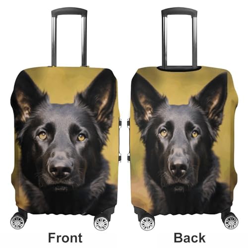 Travel Luggage Cover Protectors Elastic Anti-scratch Suitcase Cover Washable Luggage Sleeve Black German Shepherd Dog Suitcase Cover Protector Fit 18-32 Inch Suitcases Travel Accessories M3