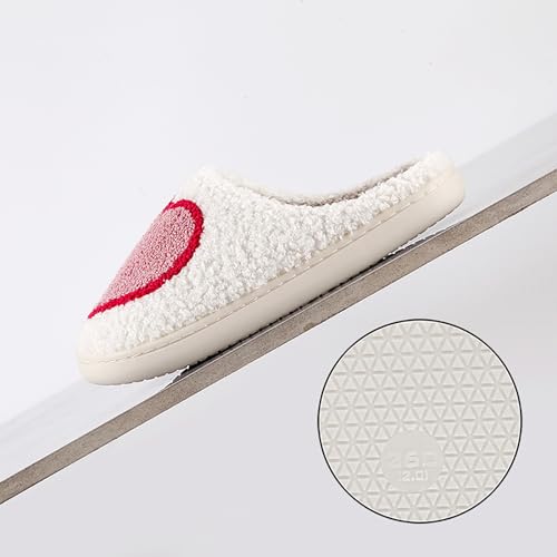 Image of Women's Men's Cute Fuzzy Heart Slippers Memory Foam Fluffy Couple Slippers Cozy House Indoor Outdoor Shoes