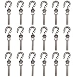 CYCOOPE M5 Long Shank Hook Bolts 304 Stainless Steel Round Hooks Eyelet Bolts Ring Screw with Washer and Nut for Yacht Boat Marine Swing Chair Yoga Hammock 18 Pack