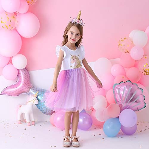 DXTON Girls Dress Unicorn Print Autumn Winter Princess Casual Knee Length  Long Sleeve Size 90-130, Einhornsh4992 : Amazon.com.be: Fashion