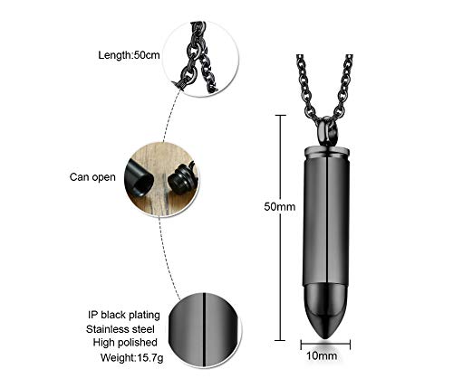 VNOX Remembrance Necklace-Engraved Personalized Stainless Steel Keepsake Bullet URN for Ashes,Free Chain2
