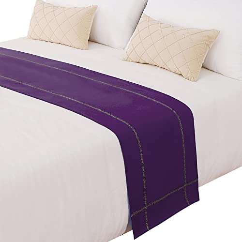 Jade Poke Bed Runner 210 X 50 Cm For Queen Size Bed And Full Size Bed, Bed Throws For Foot Of Bed, Dark Purple Bed Runner Bedding Scarves Decorations For Bedroom Hotel Wedding Room #TOP10