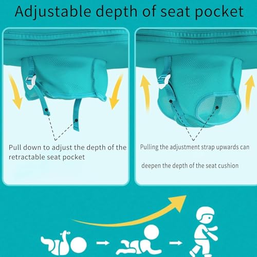 Inflatable-Free Baby Pool Float Seat – Solid Core Airless Baby Float with Removable Sun Canopy, Cartoon Airplane Design, Stable & Leak-Proof, Toddler Water Play Seat for Summer,6-36 Months Blue & Pink by LNOOPZYL - Used condition - Image 5