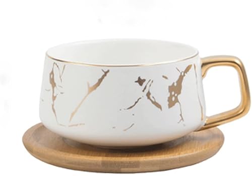 Tazas de café de cerámica de mármol tazas de café condensadas tazas de café té desayuno tazas de leche platillo con juego de cuchara blanco talla