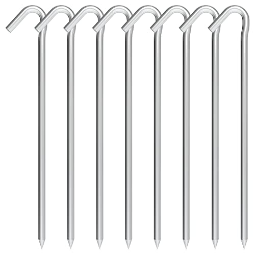 OK5STAR Tent Stakes 9 Inch, Tent Stakes Metal, Heavy Duty Tarp Camping Stakes, Metal Stakes for Inflatables Outdoor Decorations, 8 Pack