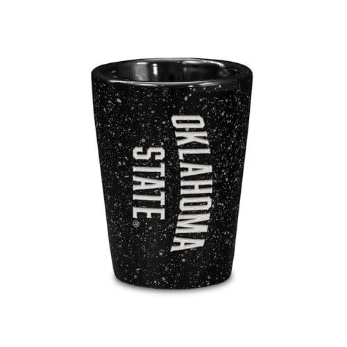 Rico Industries NCAA Oklahoma State Cowboys 2oz Ceramic Shot Glass for Fans, Laser Engraved In Team Color Single Shot Glass