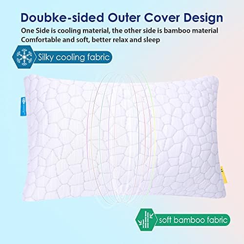 Qutool Bed Pillows for Sleeping Adjustable Gel Shredded Memory Foam Pillow Cool Bed Pillow Adjustable Loft Queen Sleeping Pillow (1-Pack)