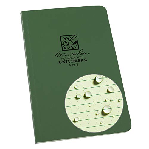 Rite in the Rain Weatherproof Soft Cover Notebook, 4.625' x 7.25', Green Cover, Universal Pattern...