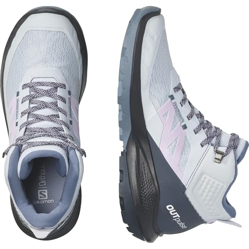 Salomon Women’s Outpulse Mid Gore-Tex, Waterproof Neutral Hiking Shoes - Arctic Ice/India Ink/Orchid Bloom - 9.5
