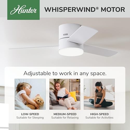 Image of Hunter Minimus, Indoor, Ceiling Fan, with LED Light, 52 inch, Fresh White