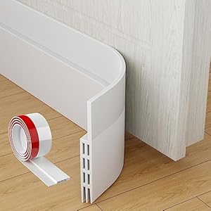 MARICATO Tochtstopper voor deuren, 1-pack tochtstopper voor deuren zelfklevende deurbodem veeggeluiddichte deurkit, deurafdichting voor weerbestendig, geluiddicht en energiebesparend, 5cm x 100cm Wit