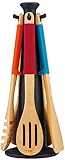 Joseph Joseph 6-Piece Multi-Bright Kitchen Utensil Set with Storage Carousel and Elevate, Multicolored