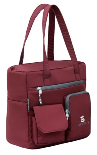 Image of Lusive's Double Pocket Handbag for Women: Stylish, Ideal Companion for Work, Travel, Polyester Material, Spacious 10-liter Capacity, 6 Pockets.