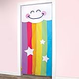 Good Banana Rainbow Doorway Curtain - Room Divider with Split Panels, Ties, and Tension Rod for...