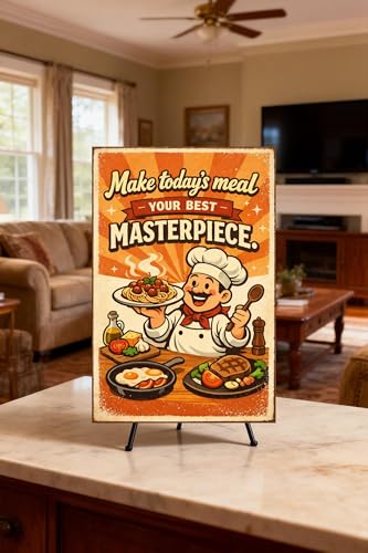 Make Todays Meal Your Best Masterpiece Tin Sign Vintage Kitchen Wall Decor Retro Chef Cooking Quote Metal Poster Farmhouse Culinary Art 8x12 Inch Food Lover Home Cafe Wall Display - Image 2