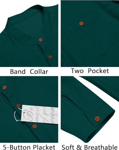 Image of Macsivo Cotton Blend Solid Casual Short Kurta for Men Long Sleeve Mandarin Collar Stylish Shirt Kurta for Men