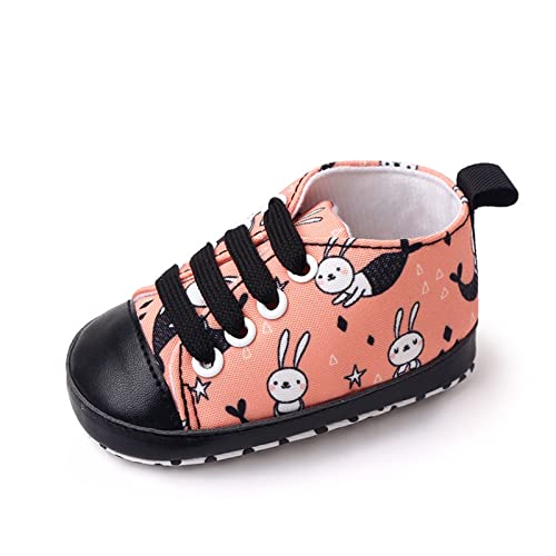 Infant Baby Girls Sneakers Spring and Autumn Cartoon Rabbit Print Soft Soled Toddler Shoes Size 1 Shoes for Baby Girl