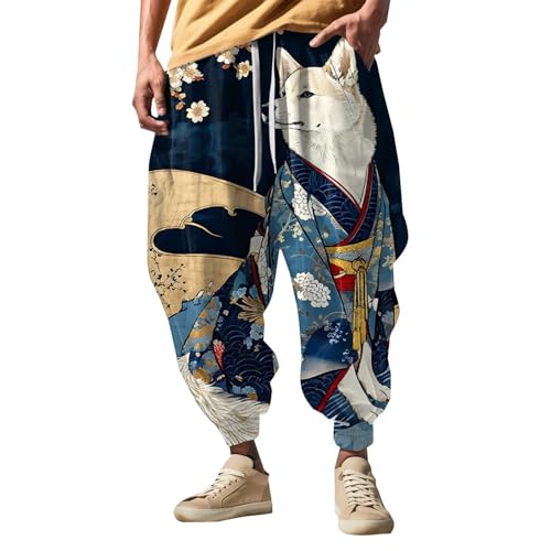 3D Druck Haremshose Herren Baggy Lang Pump Hose Freizeithose Jogginghose Lustig Muster Streetwear Elastische Taille Sporthose Mit Kordelzug Weite Beine Hippies Hosen Atmungsaktive Yogahose