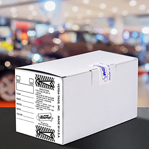 Versa-Tags 500 Key Tags, Self Protecting Poly, 1.25''X3'', Highly Resistant To Abrasion, 500 Key Tag Pack, 500 Chrome Plated Key Tag Rings Included Color White #TOP5