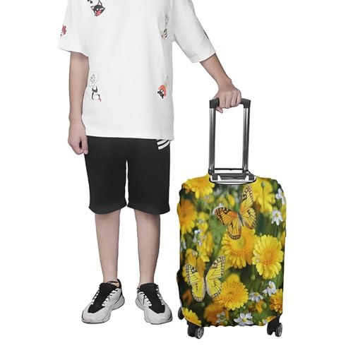 Housse de valise élastique jaune et blanche M en polyester - 7