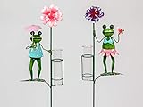 formano 2er Set Gartenstecker Frösche mit Regenmesser H. 105cm Garten