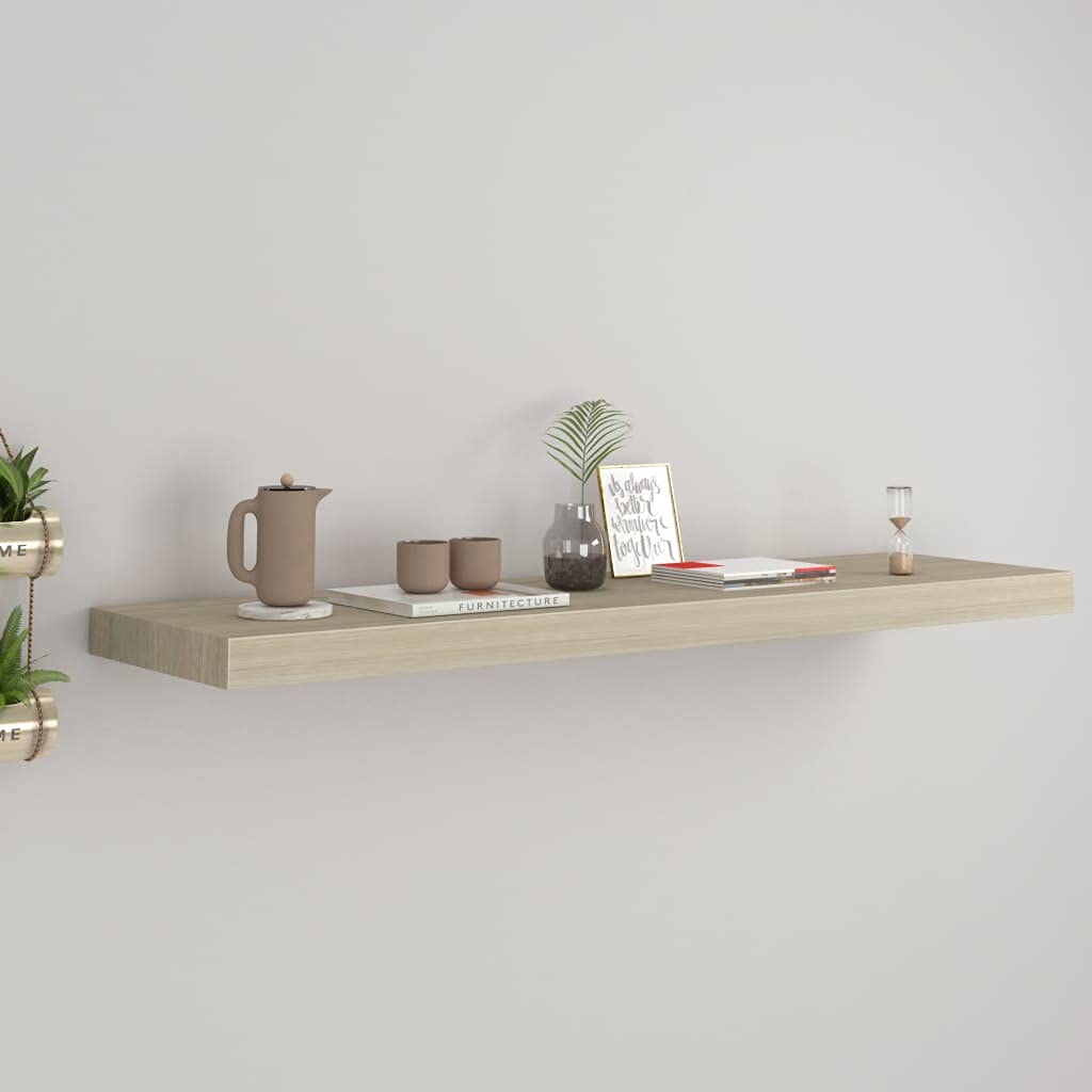 Estantería flotante con aspecto de roble, 90 x 23,5 x 3,8 cm, MDF, con soporte invisible, aspecto de madera, para dormitorio, baño, salón, soporta hasta 10 kg