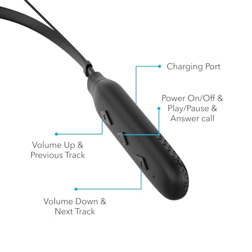 Image of Candytech Echo Bluetooth Neckband, Upto 50 hrs Playback, Low Latency, (10 Mins Charge=20 Hrs Music), IPX 5, Dual Pairing, BT v5.3, Wireless Earphones with Mic (Black)