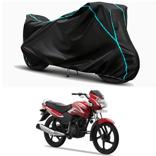 Image of Waterproof Bike Body Cover Compatible for | TVS Sport BS6 | Taffeta Fabric, Sky Piping Design, Bottom Elastic Fit | Dustproof, Sun UV & Rain Protection for All Weather.