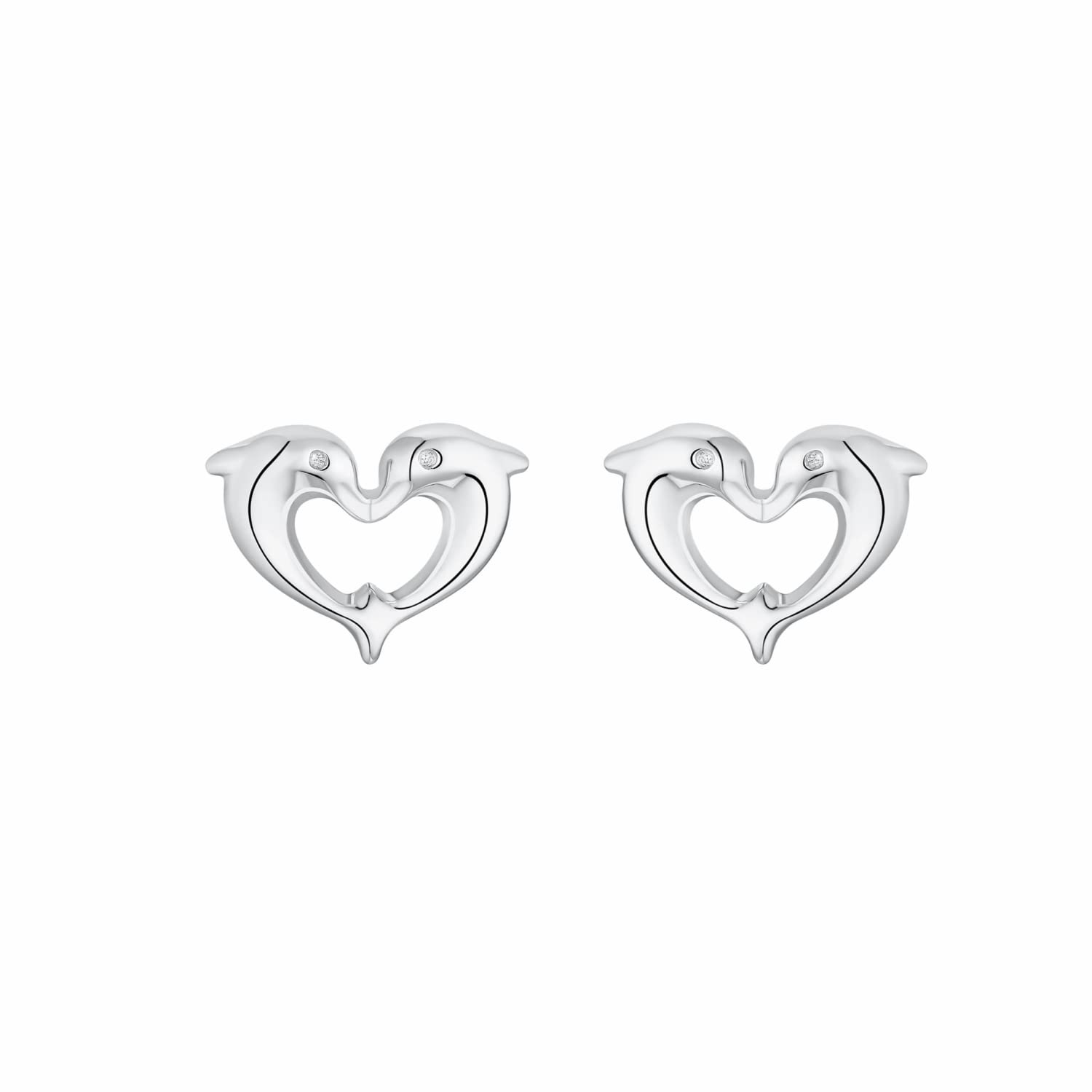 Amor Boucles d'oreilles en argent sterling 925 pour filles, boucles d'oreilles pour enfants, avec zircone synthétique, motif, livrées dans un coffret cadeau à bijoux