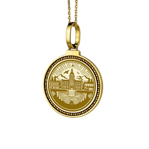 Collier pendentif rond Bruxelles LKBEADS argent 925 plaqué or 28 mm pour homme et femme