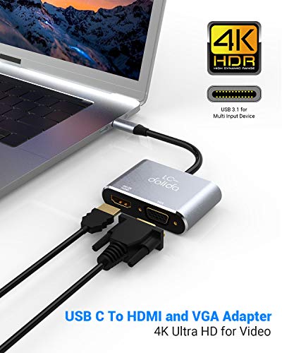 USB C To HDMI and VGA Adapter, LC-dolida Type C to VGA HDMI Video Converter Adaptor for 2019 iPad Pro/MacBook Pro/Chromebook/Lenovo 900/Dell XPS/Samsung Galaxy S8 S9 - Thumbnail 2
