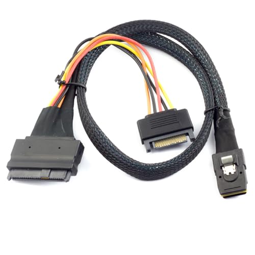 Cable Mini SAS SFF-8087 a SFF-8639 con energía SATA 15Pin 0.5m
