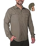 Ozette Mens Hiking Button Down Shirt - Lightweight Outdoor Quick Dry Shirts with Convertible Sleeves...
