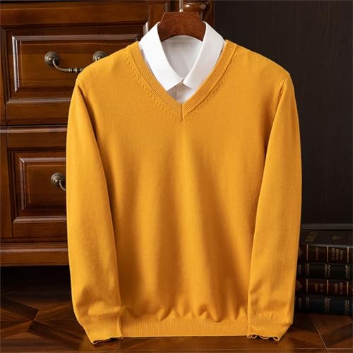 Cotton V Neck Slim Pullover Sweater Mens Autumn Knitwear Plus Size Simple Style Jersey Fashion2