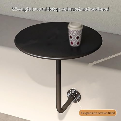 Modern Wall-Mounted Bar Table - L-Shaped Iron Art Floating Desk, Small Round Table for Cafe & Dessert Shop, Stylish End Table - Blue Color