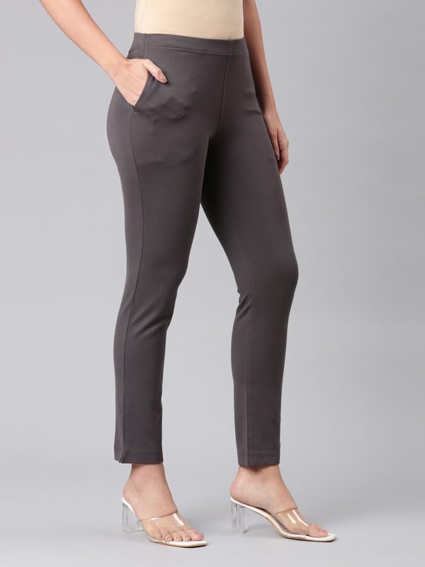Image of GO COLORS Ponte Smart Kurti Pants Full Length for Women | Breathable, Mid Rise