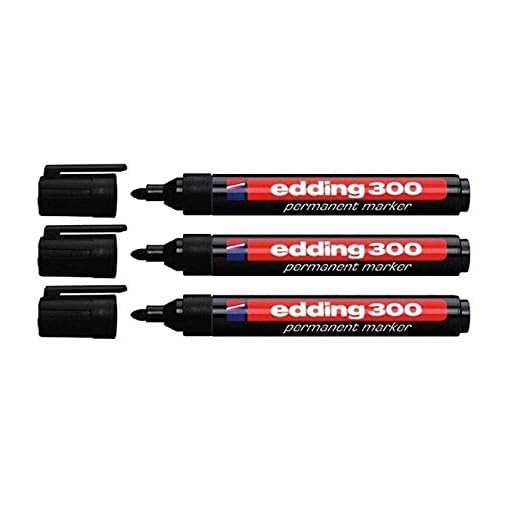 edding 4-300001 300 Industry Permanent Marker - Rundspitze - Beschriftung von Karton, Metall, Gummi und Glas, schwarz (1,5-3 mm, 3er Pack)