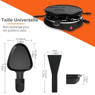 Yoassi Lot de 8 Poêlon Raclette Triangulaire Anti-adhésif, Coupelle Raclette Triangle avec Poignée Anti-brûlure pour Fromage Fondu, Oeuf Frit, 8Pcs Spatules en Nylon Passés au Lave-vaisselle