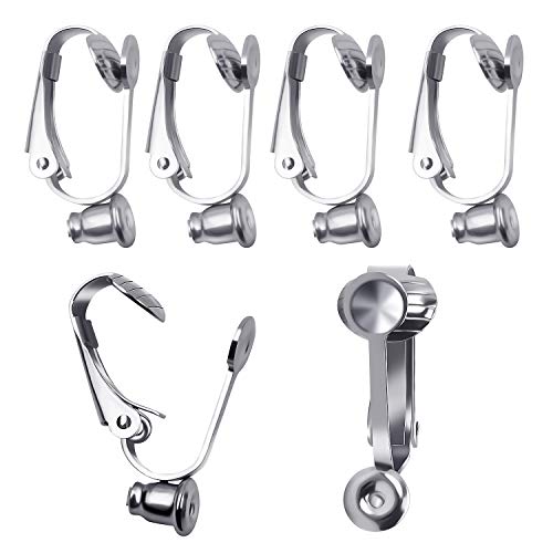 20 Pieces (10 Pairs) Stainless Steel Clip-on Earrings Converter Components with Post for Non-Pierced Ears DIY Earring - Turn Posts Into Clip-Ons
