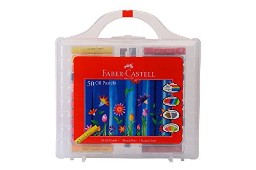 Faber-Castell Oil Pastels Set of 50 Easy to Pack and Carry Colour Tool Box (Plastic Box Packing)