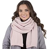 VIVISENCE Écharpe Femme Pour L'hiver L'automne Élégante En Laine Chaude Modèle Idéal Pour Les Jours Froids Taille 205X65cm Adaptée À Toutes Les Tenues 7101, Rose Poudré,Taille Unique