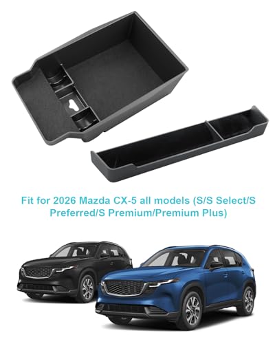 Image of CDEFG 2Pcs for 2026 Mazda CX5 Center Console Organizer for 2026 Mazda CX-5 (S /Select /Preferred /Premium /Premium Plus) Accessories Middle Console Double Trays Storage Box